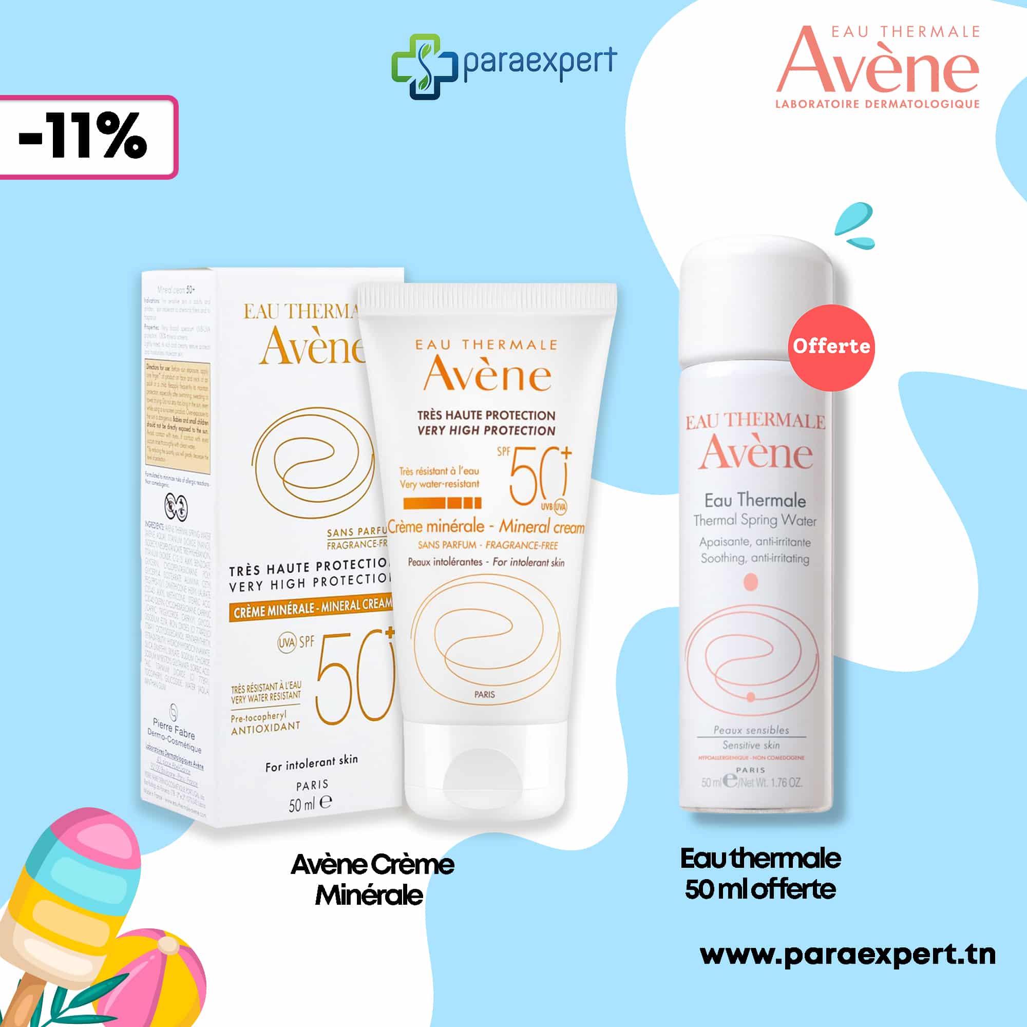 Avène Crème minérale + Eau Thermale Avène 50 ml offerte